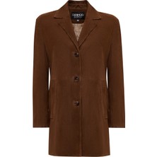 Derimod Emma Kadın Kahverengi Süet Deri Kaban 25WGE56061B