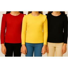 Özge Başaran Kız Çocuk 3'lü Uzun Kollu Badi. 6 Ay 7 Yaş Arası 3 Lü Badi Seti Fırfır Detaylı %100 Pamuk  Kız Bebek