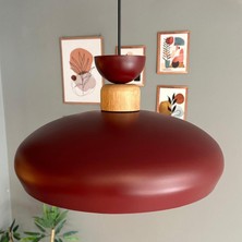 Bamyum Estrela Vişne Çürüğü Tekli Sarkıt Avize Geniş Ahşap Şapka Iç Mekan Aydınlatma Dekoratif Mutfak Cafe