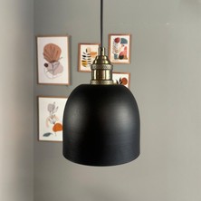Bamyum Deep Siyah Lale Başlık Tekli Avize Sarkıt Salon Mutfak Butik Lamba Aydınlatma Avize