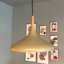 Bamyum Bej Champion Ahşap Tekli Avize Sarkıt Salon Mutfak Cafe Butik Lamba Aydınlatma Avizeler