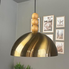 Bamyum Yimpi Eskitme Avize Ahşap Üç Boncuk Tekli Sarkıt Salon Cafe Lamba Dekoratif Aydınlatma