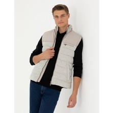 Cacharel Erkek Gri Melanj Slim Fit Dolgulu Pamuk Karışımlı Mont Yelek 50274460-VR086