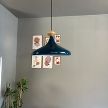 Bamyum Deniz Yeşili Tekli Avize Topaç Ahşap Başlık Sarkıt Salon Mutfak Cafe Pastane Lamba Aydınlatma