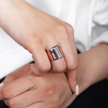 Necati Gün T Harfi Baget Taşlı Gümüş Yüzük