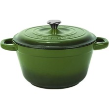 Misda Store Döküm Yuvarlak Tencere Döküm Demir Kapak New Heritage Serisi ÇAP(Ø)22CM. Yeşil