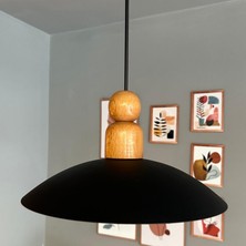 Bamyum Bright Siyah Kalın Ahşap Boncuk Avize Tekli Sarkıt Salon Kuaför Cafe Dekoratif Aydınlatma Pastane