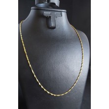 Özgür Takı 925 Ayar Gümüş 24 Ayar Altın Kaplama Singapur Zincir