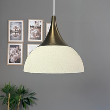 Bamyum Yimpi Dokulu Beyaz Avize Tekli Sarkıt Eskitme Kubbe Başlık Salon Mutfak Kuaför Dekoratif Aydınlatma