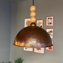 Bamyum Yimpi Patina Tekli Sarkıt Avize Ahşap Üç Boncuk Tekli Sarkıt Salon Cafe Lamba Dekoratif Aydınlatma