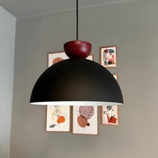 Bamyum Yimpi Siyah Avize Vişne Çürüğü Şapka Tekli Sarkıt Salon Kuaför Cafe Dekoratif Aydınlatma Pastane