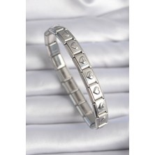 Claris 316L Çelik Gümüş Renk Kalp İşleme Nomination Charm Bileklik