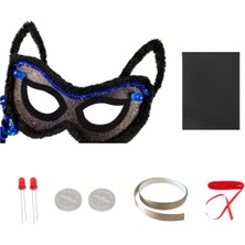 Eding Işıklı Kedi Parti Maskesi Keçe Kağıtan Devre Kiti - Kumaş Iletken Bant ,CR2032 Pil ,5mm LED