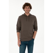 U.S. Polo Assn. Erkek Regular Fit Kapüşonlu Vizon Basic Sweatshirt 50313720-VR052