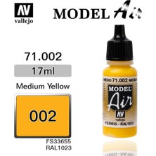Vallejo 71002 18 Ml. Medium Yellow, Model Air Serisi Model Boyası