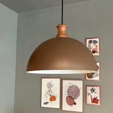 Bamyum Yimpi Sütlü Kahve Ahşap Piyon Başlık Avize Tekli Sarkıt Salon Dekoratif Aydınlatma Pastane