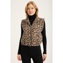 Home Store Leopar Desenli Puffer Yelek
