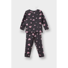 DeFacto %100 Pamuklu Kalp Desenli Beli Lastikli Pijama Takımı Kız Bebek F0640A525AU