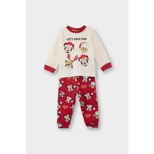 DeFacto Erkek Bebek Disney Mickey & Minnie Yılbaşı Temalı Pijama Takımı Uzun Kollu Üst Uzun Alt F4585A525WN