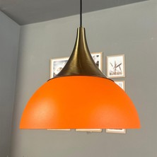 Bamyum Yimpi Mat Turuncu Avize Tekli Sarkıt Eskitme Kubbe Başlık Salon Mutfak Kuaför Dekoratif Aydınlatma