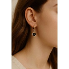 La Florine Siyah Zirkon Taşlı Gold Küpe