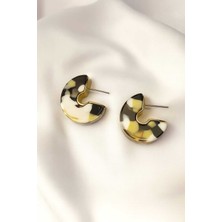 La Florine Pirinç Kaplama Çelik Yarım Halka Küpe