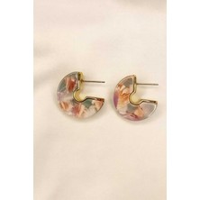 La Florine Pirinç Kaplama Çelik Yarım Halka Küpe