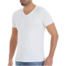 Yıldız Çamaşır 2'li Erkek Beyaz V Yaka Kısa Kollu Modal Kumaş Atlet Tshirt