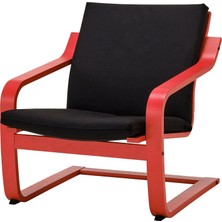 IKEA Poang Sallanan Koltuk Kırmızı Vissle Siyah Alçak Arkalıklı