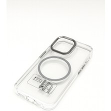 iPhone 15 Pro Max Magsafe Destekli Krom Çerçeveli Şeffaf Sert Koruma Kılıf - Loop
