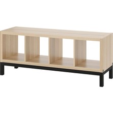 IKEA Kallax Açık Raf Ünitesi Ağartılmış Meşe Görünümlü Siyah 147 x 59 cm
