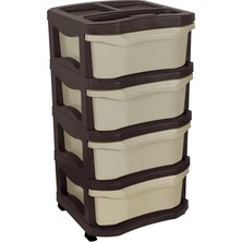 Plastik Maxi Büyük Boy Komidin (4 Çekmeceli Sebzelik) Çölbeji