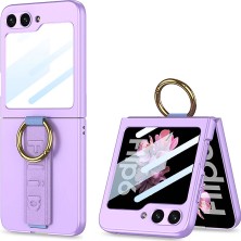 Zore Galaxy Z Flip 6 Kılıf Kamera Korumalı Yüzüklü Nxxa Flip Ring Kıpta Kapak-Mor