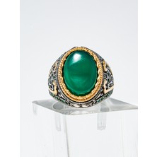 Yıldırım Özel Tasarım 925 Ayar Gümüş Yeşil Akik Taşlı Erkek Yüzük – Şıklığın ve Zarafetin Buluşması