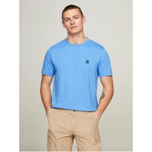 Tommy Hilfiger Erkek Dokuma Kumaş Kısa Kol Düz Model Mavi1 T-Shirt MW0MW33987-C30