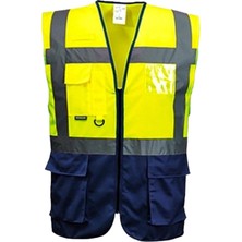 Uniwest Uw 211 Reflektörlü Yönetici Ikaz Yeleği (Sarı/lacivert)