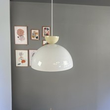 Bamyum Yimpi Beyaz Avize Krem Şapka Başlık Tekli Sarkıt Salon Mutfak Kuaför Cafe Lamba Dekoratif