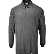 Portwest FR10 - Alev Almaz Anti-Statik Uzun Kollu Polo Shirt (Gri)