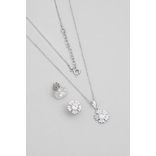 So CHIC Beyaz  Menekşe 18 Ayar Beyaz Altın Kaplama Gümüş Seti