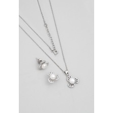 So CHIC Şans İncisi 18 Ayar Beyaz Altın Kaplama Gümüş Seti