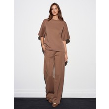 Dilvin 71925 Beli Lastikli Bol Eşofman-Vizon