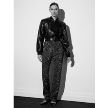 Dilvin 72083 %100 Pamuk Leopar Straight Jean-Kahve