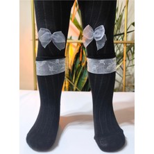 Şimo Butik Kız Bebek Çocuk Külotlu Çorap Pamuklu Fiyonklu Tüllü Fitilli Kokulu Siyah