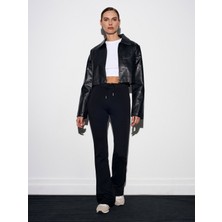 Dilvin 71891 Beli Lastikli Ispanyol Paça Eşofman-Siyah