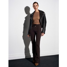 Dilvin 71891 Beli Lastikli Ispanyol Paça Eşofman-Koyu Kahve