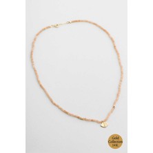 So CHIC Deniz Kabuğu Figürlü Güneş Taşlı 42 Cm 14 Ayar Altın Kolye