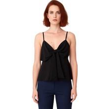 Ersefa Fitted Kalıp Keten Görünümlü Kolsuz Bluz %100 Polyester Günlük Kullanım Için