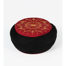 Sarıkhane Talebe Sarığı-Siyah Kumaş-Bordo Takke-Çapraz Sarım-Kuş Gözü-7 Metre