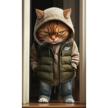 Aydın Garage Kedi Kapı Direk Kaplama Folyosu Baskılı Sticker Sağ-Sol 2 Adet 22*50 cm