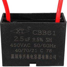 OEM 2.5uf 450VAC Siyah 10CM Kablolu Kare Tip Kutupsuz Kondansatör